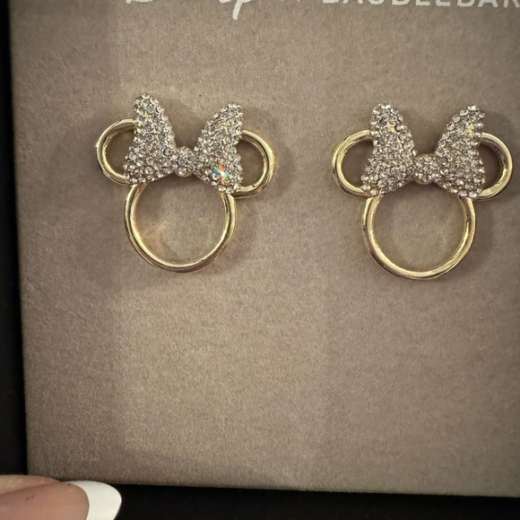 BAUBLEBAR DISNEY MINNIE GOLD SILHOUETTE EARRINGS WITH BLINGED OUT BOW - Picture 4 of 6